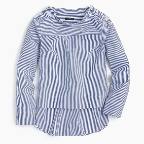 J. Crew Tops - NWT J.Crew Funnelneck striped shirt Blue White top